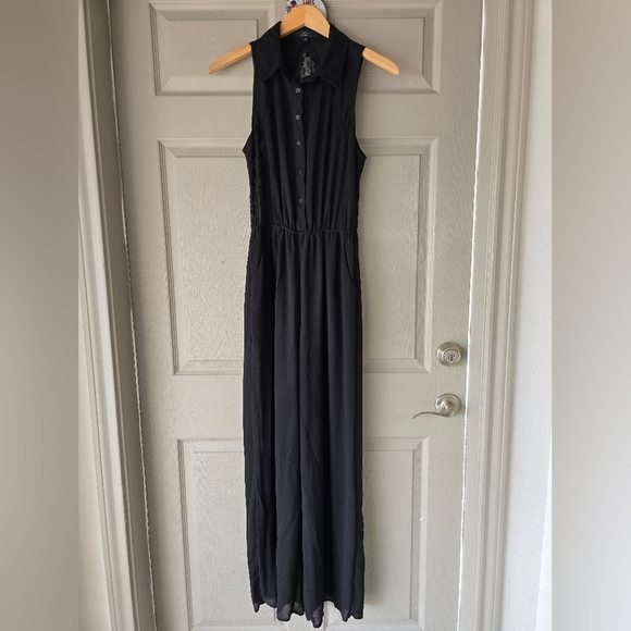 Iris Los Angeles Sheer Jumpsuit Sz M  Women Sleeveless Button Up Collar See Thru - Picture 2 of 16